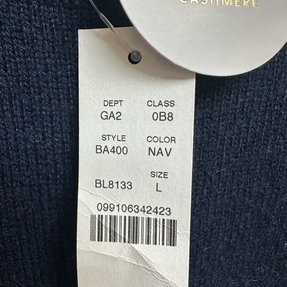 NWT J.Crew Classic Cashmere Navy Blue Sweater - Picture 5 of 6